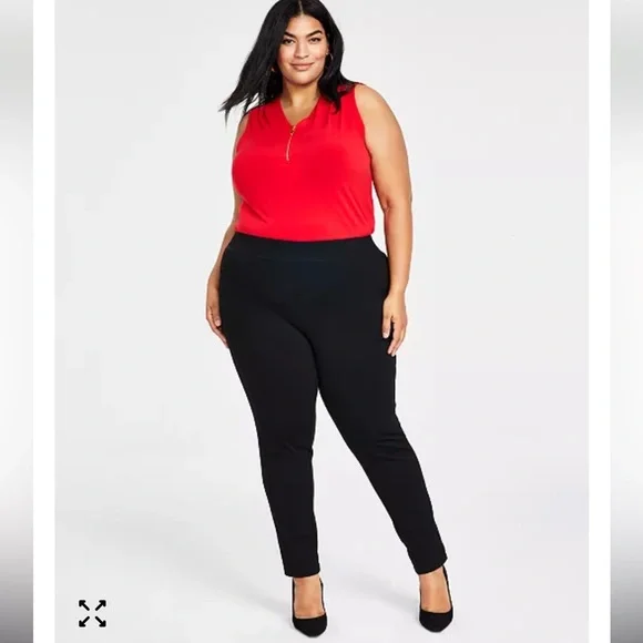 INC Women's Classic Black Mid Rise Skinny Leg Regular Fit Pants + size 28W NWT - Picture 4 of 16